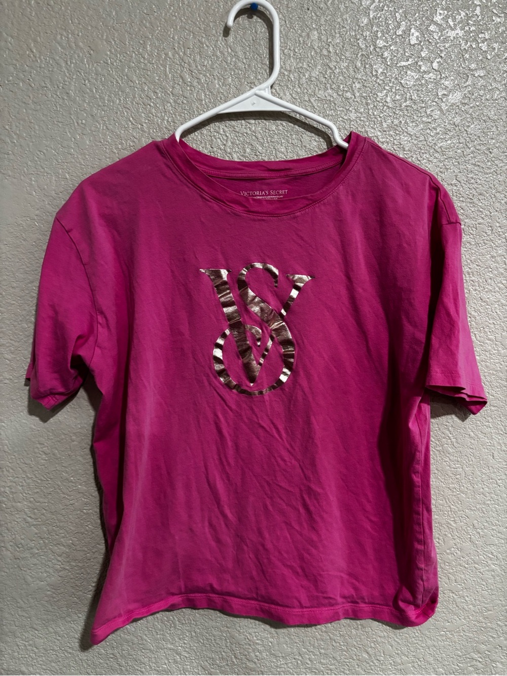 Victoria's Secret Fuchsia Tee with Metallic VS Emblem